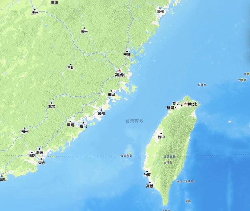 Apple 地图中的中国台湾省